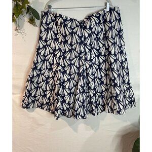 Sherry Taylor Women's Plus Size Skirt 3X Navy & White Abstract Print Rayon